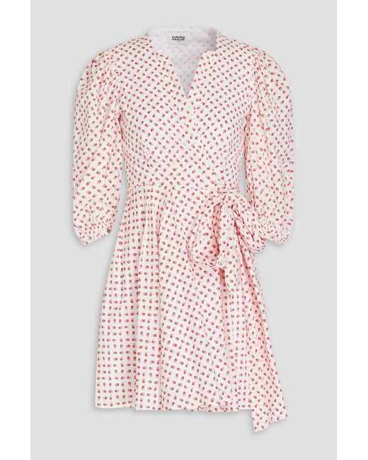 Claudie Pierlot Pink Floral-print Cotton Mini Wrap Dress