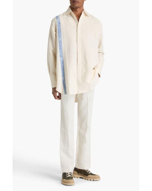 J.W. Anderson White Jacquard-trimmed Cotton And Linen-blend Shirt for men