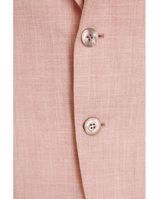 Canali Pink Wool, Silk And Linen-blend Blazer for men