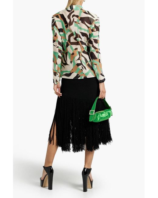 Roberto Cavalli Green Jacke aus seide mit falten und print