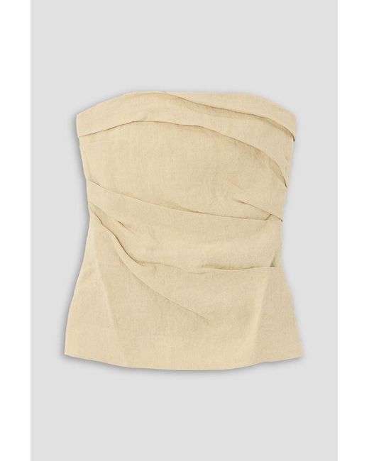 TOVE Natural Izel Strapless Linen Top