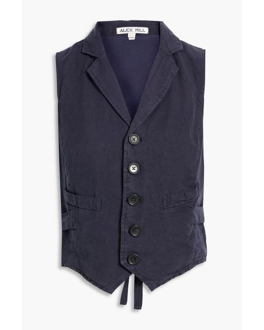 Alex Mill Blue Non-suit Linen, Tm And Cotton-blend Twill Vest