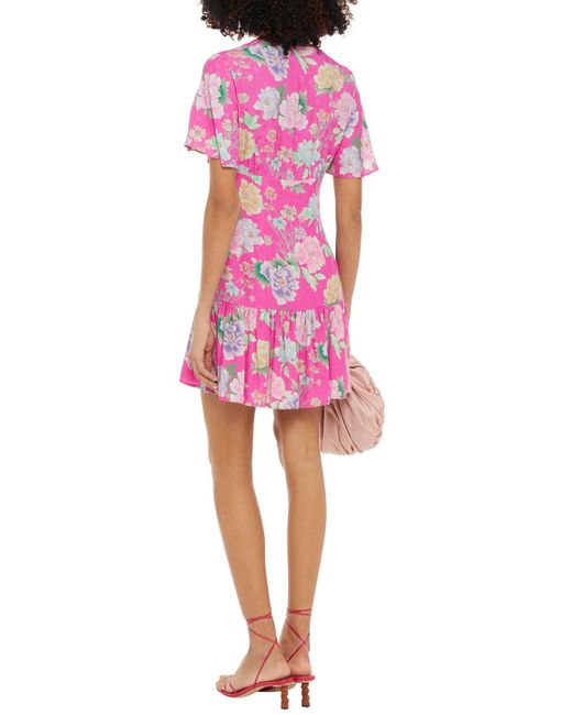 Sandro Gathered Floral-jacquard Mini Dress in Pink | Lyst Australia