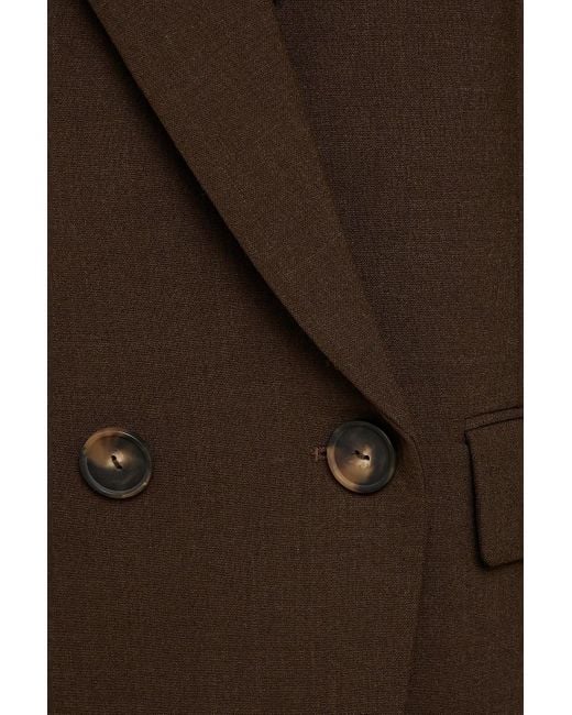 Vince Brown Double-breasted Wool-blend Blazer