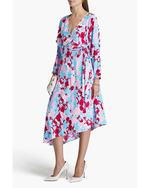 Diane von Furstenberg White Eloise Wrap-effect Printed Crepe Midi Dress