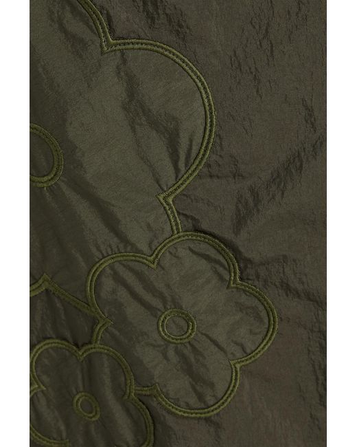 CECILIE BAHNSEN Green Allegra Embroidered Taffeta Skirt