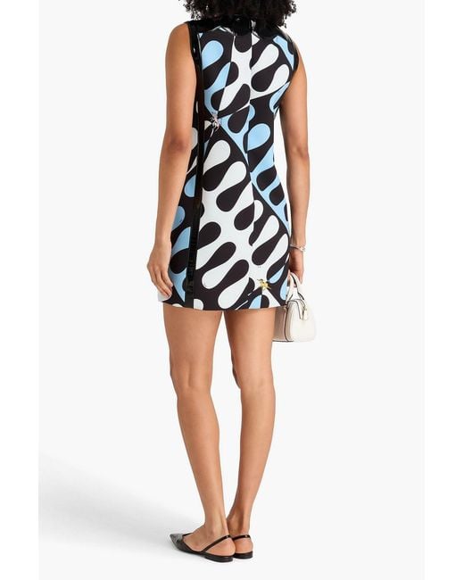 Emilio Pucci Black Printed Crepe Mini Dress