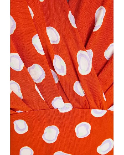 Diane von Furstenberg Orange Barrington Wrap-effect Printed Jersey Mini Dress