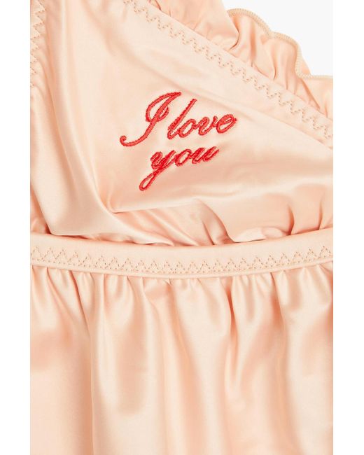 Stella McCartney Pink Nachthemd aus stretch-satin mit stickereien und rüschen