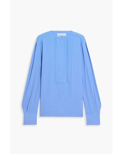 Another Tomorrow Blue Crepe Blouse