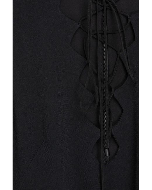 Saloni Black Lace-up Crepe Jumpsuit
