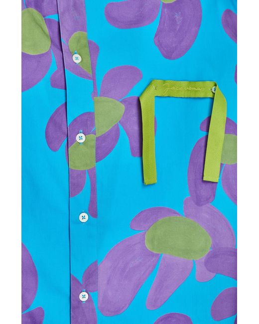 Jacquemus Cabri hemd aus baumwollpopeline mit floralem print in Blue für Herren