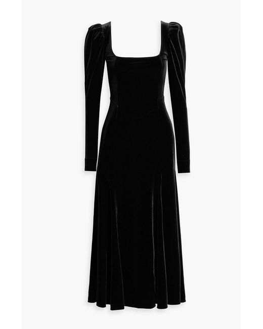 Ganni Black Velvet Midi Dress
