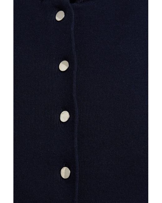 Claudie Pierlot Blue Cropped Ribbed Cotton-blend Cardigan