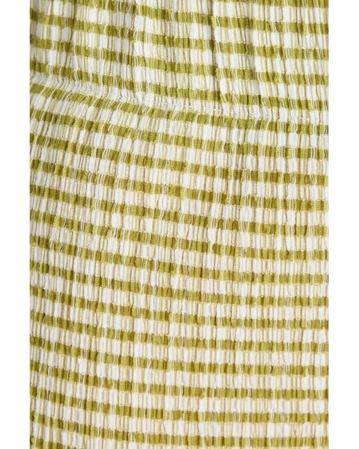 Vince Yellow Striped Seersucker Midi Skirt