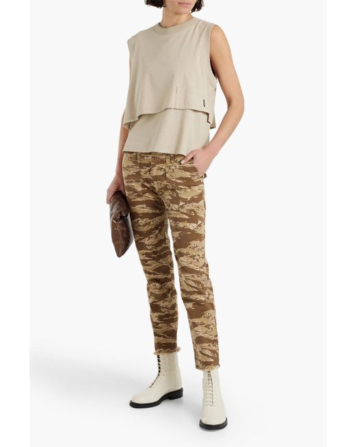Nili Lotan Natural Jenna cropped hose aus twill aus einer baumwollmischung mit schmalem bein und camouflagemuster
