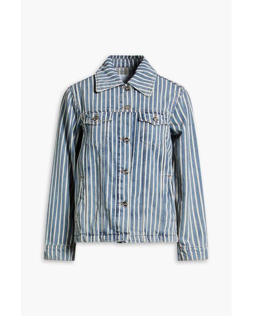 Ganni Blue Striped Denim Jacket