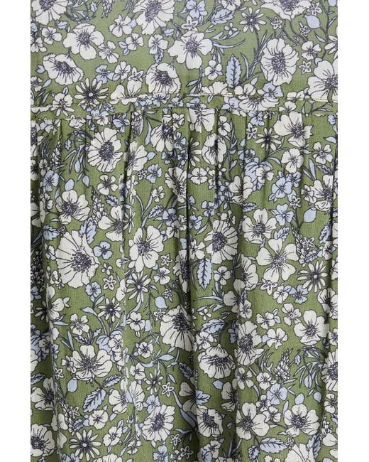Veronica Beard Gray Bassano Tiered Floral-Print Cotton-Mousseline Mini Dress