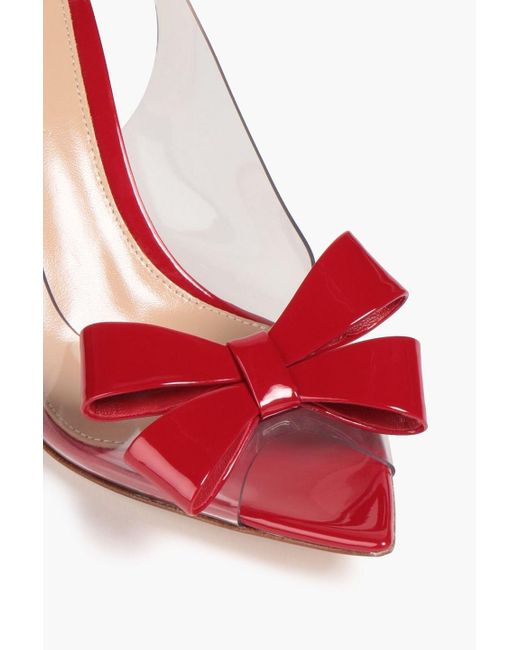 Gianvito Rossi Pink Bow-embellished Pvc And Patent-leather Slingback Pumps