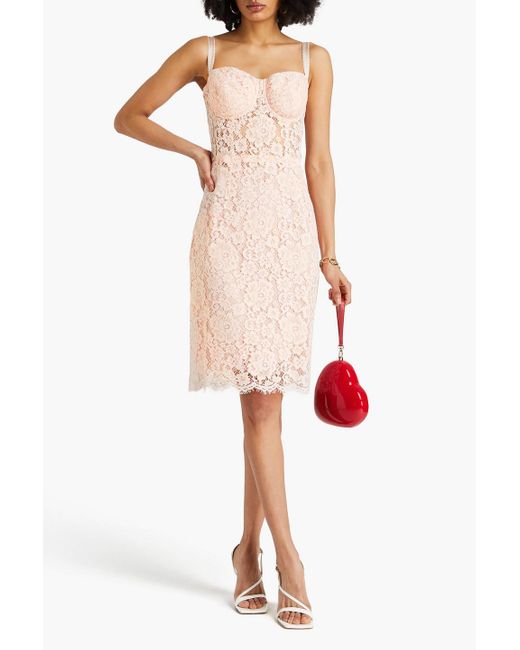 Dolce & Gabbana Pink Kleid aus schnurgebundener spitze aus einer baumwollmischung