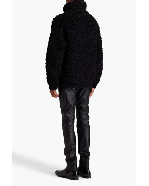 Dolce & Gabbana Black Metallic Bouclé -knit Turtleneck Sweater for men