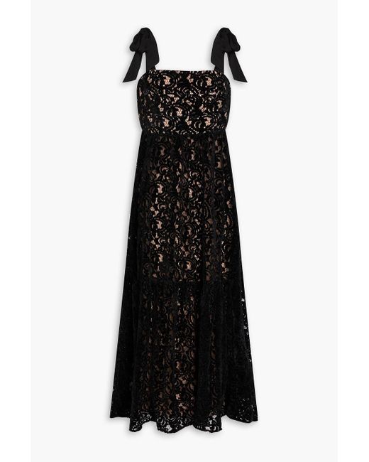 Farm Rio Black Lace Midi Dress