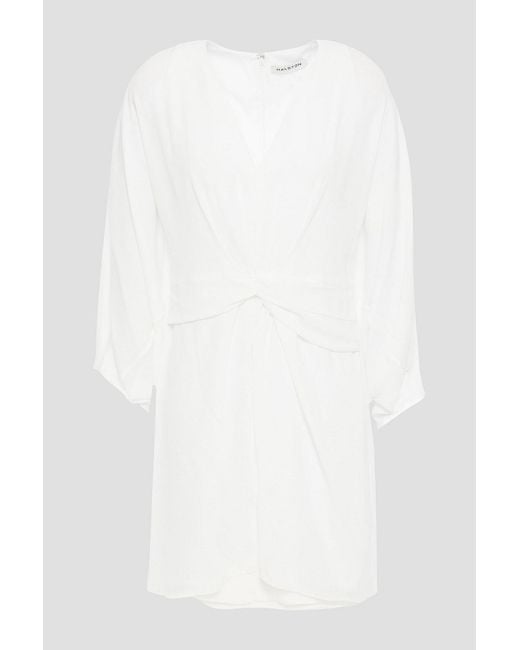 Halston Heritage White Cape-effect Twist-front Crepe De Chine Mini Dress