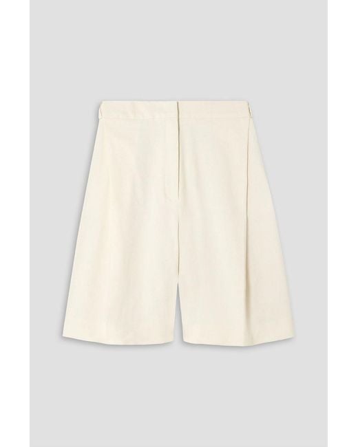 TOVE Natural Bella Pleated Linen-Blend Shorts