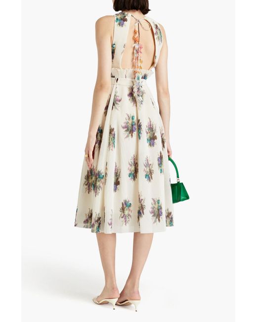 Zimmermann Natural Cutout Plissé-organza Midi Dress