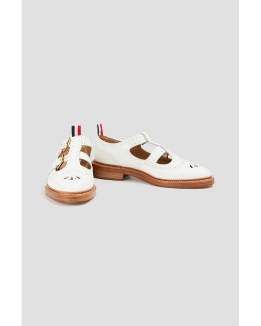Thom Browne White Cutout Pebbled-leather Brogues