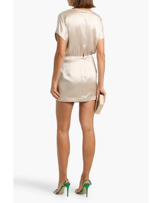 michelle mason wrap mini dress Michelle Mason Wrap-Effect Silk-Satin Mini Dress in Natural