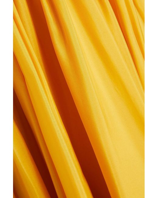 Zimmermann Yellow Asymmetric Gathered Silk-voile Halterneck Midi Dress