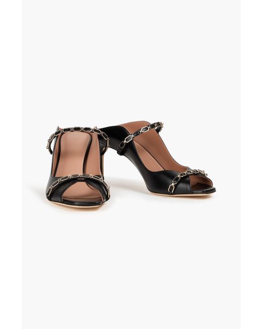 Malone Souliers Black Noah 70 Chain-Embellished Leather Mules