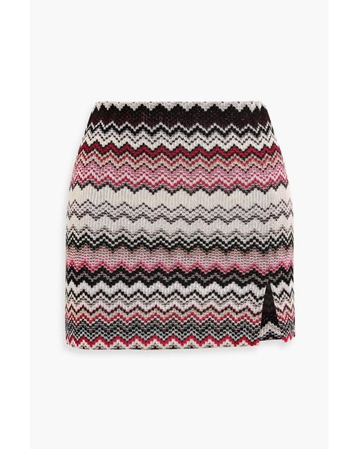 Missoni Red Metallic Crochet-Knit Mini Skirt