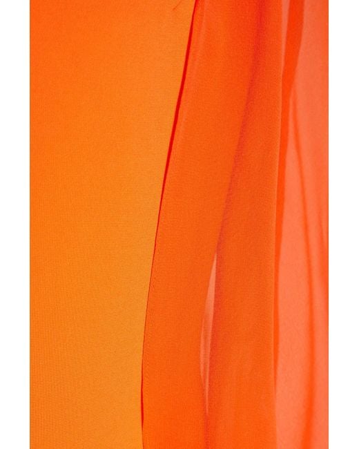 Jenny Packham Orange Cape-effect Chiffon And Crepe Gown