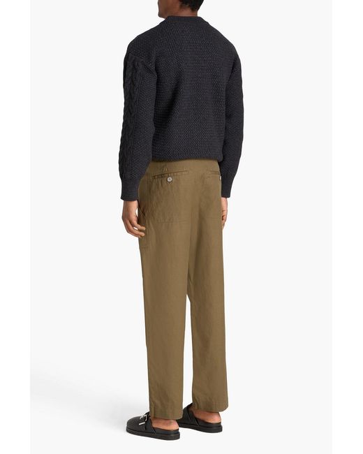 Isabel Marant Green Kharel Cotton And Linen-blend Canvas Pants for men
