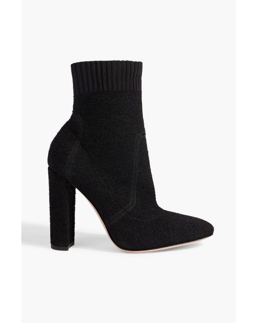 Gianvito Rossi Black Isa Bouclé-knit Ankle Boots