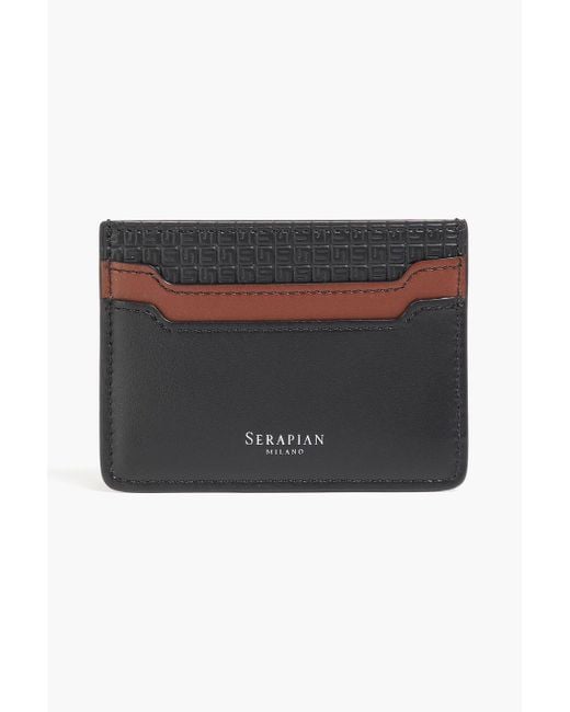 Serapian Black Stepan 72 Embossed Coated-canvas And Leather Cardholder for men