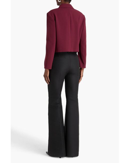 Theory Red Cropped Double-breasted Crepe Blazer