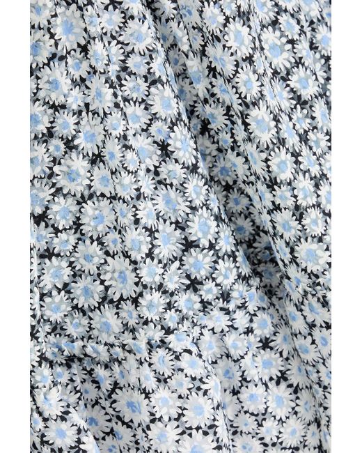 Maje Blue Ausgestelltes hemdkleid in minilänge aus tüll mit floralem print