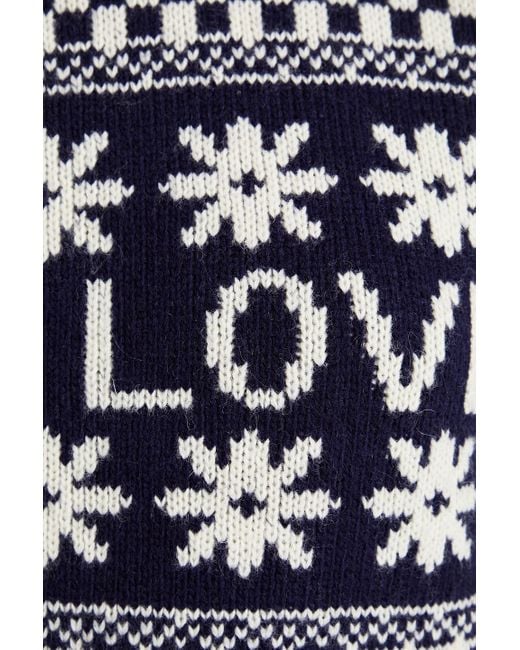 Sandro Blue Luciano Gathered Intarsia Wool-blend Sweater