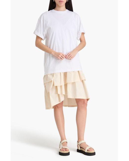 3.1 Phillip Lim White Cotton-jersey And Poplin Midi Dress