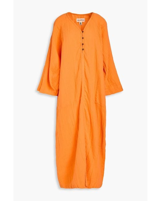 Mara Hoffman Orange Phoebe Crinkled Cotton-gauze Maxi Dress