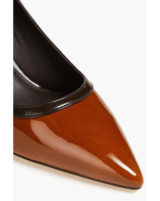 Tory Burch Brown Two-tone Patent-leather Pumps
