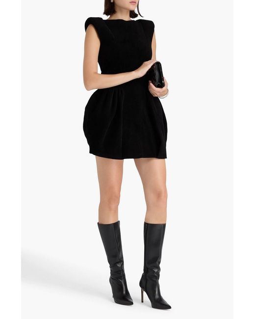Versace Black Gathered Fleece Mini Dress