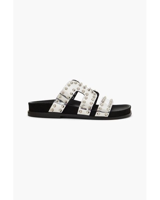 Sandro Black Spiked Mirrored-leather Sandals