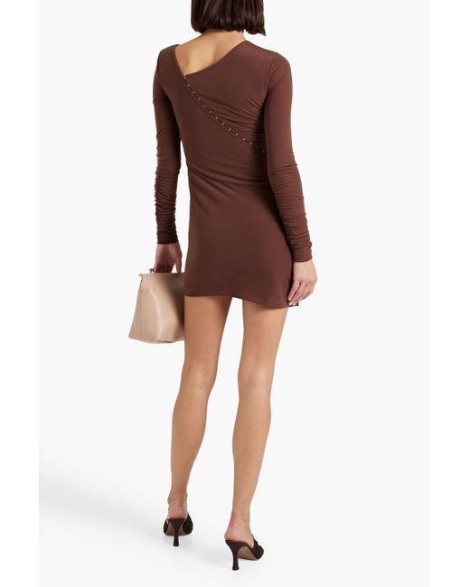 Helmut Lang Brown Ruched Jersey Mini Dress