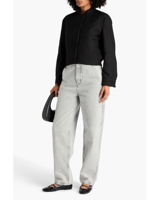 Theory Black Reversible Flannel Bomber Jacket