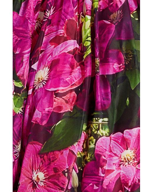 Dries Van Noten Pink Floral-print Silk And Cotton-blend Satin Top