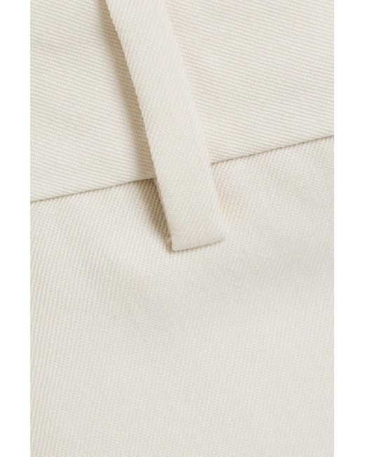 Nili Lotan White Wool-Twill Straight-Leg Pants